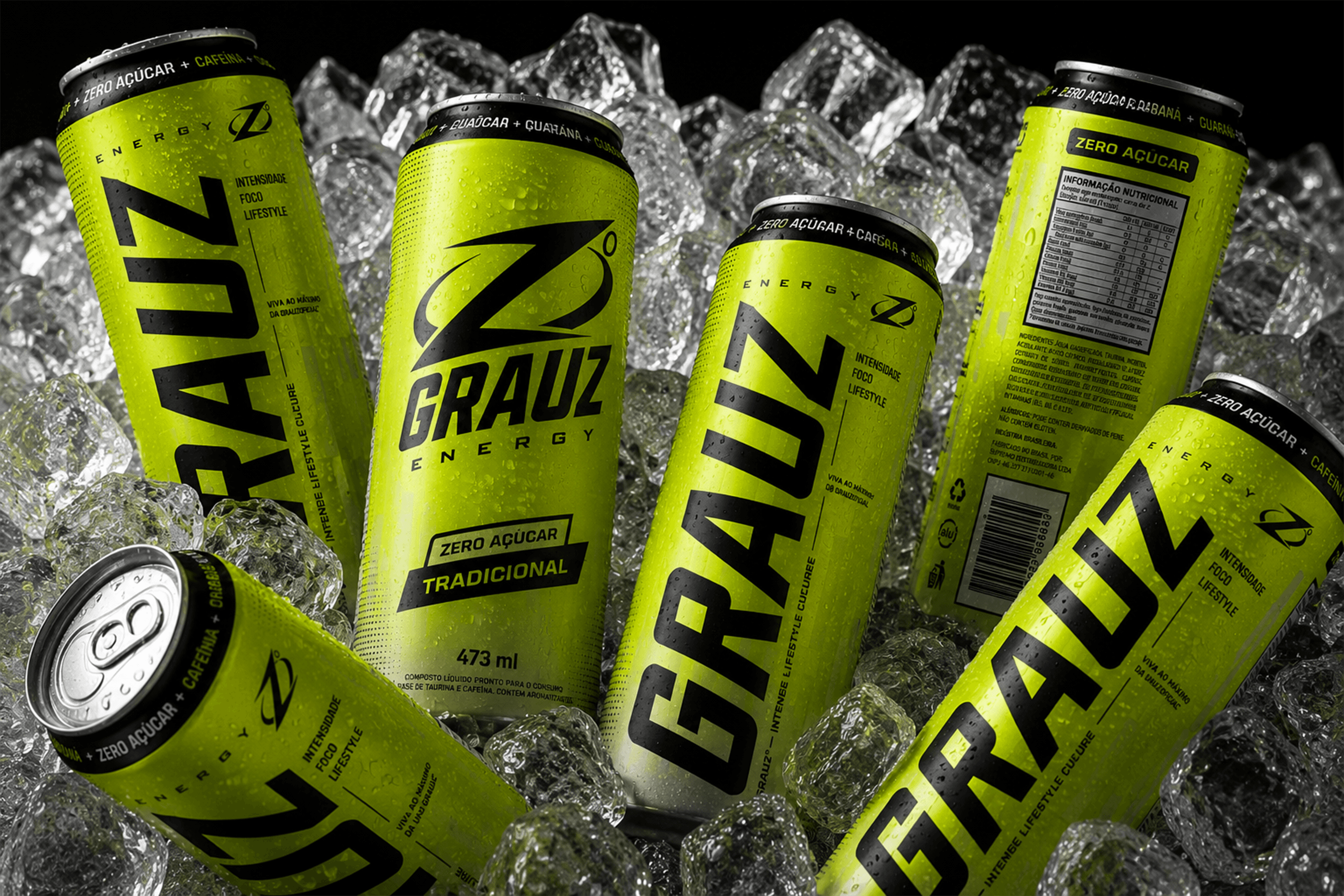 Latas Grauz Energy Drink no Gelo